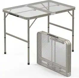 Winado - 3FT Folding Camping Table Portable Picnic Table w/ Adjustable Height Aluminum Table for Indoor Outdoor Beach Patio Party - Gun