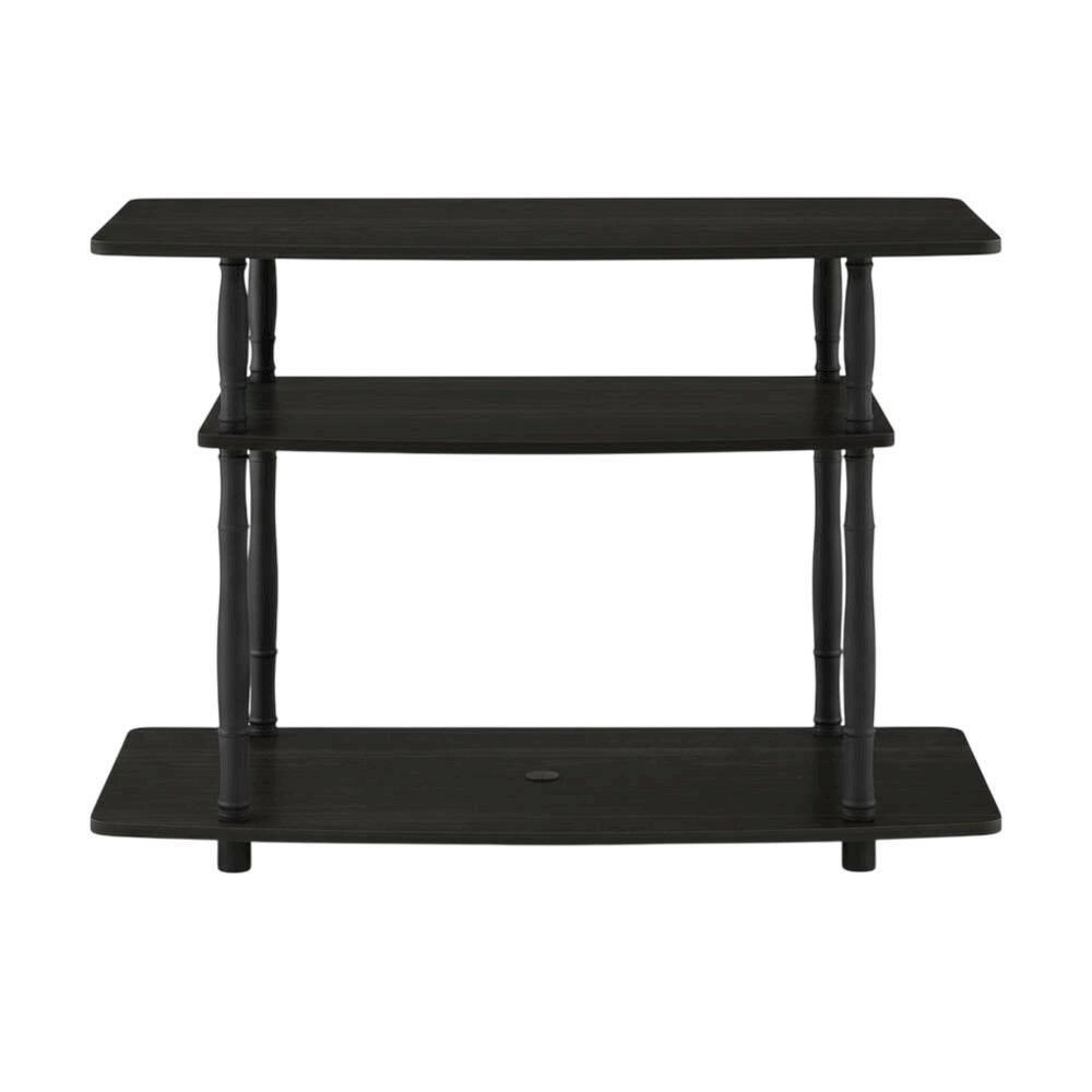 Left. FurniFact - Espresso and Black Wood TV Stand with 3-Tier Open Shelves and Modern Design - Espresso/Black Classic Tube.