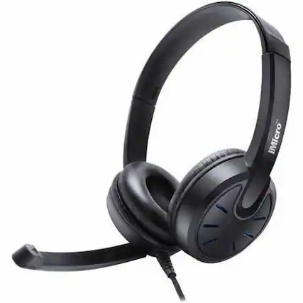 Front. iMicro - IMME 292 3.5mm Wired Headset - Black.