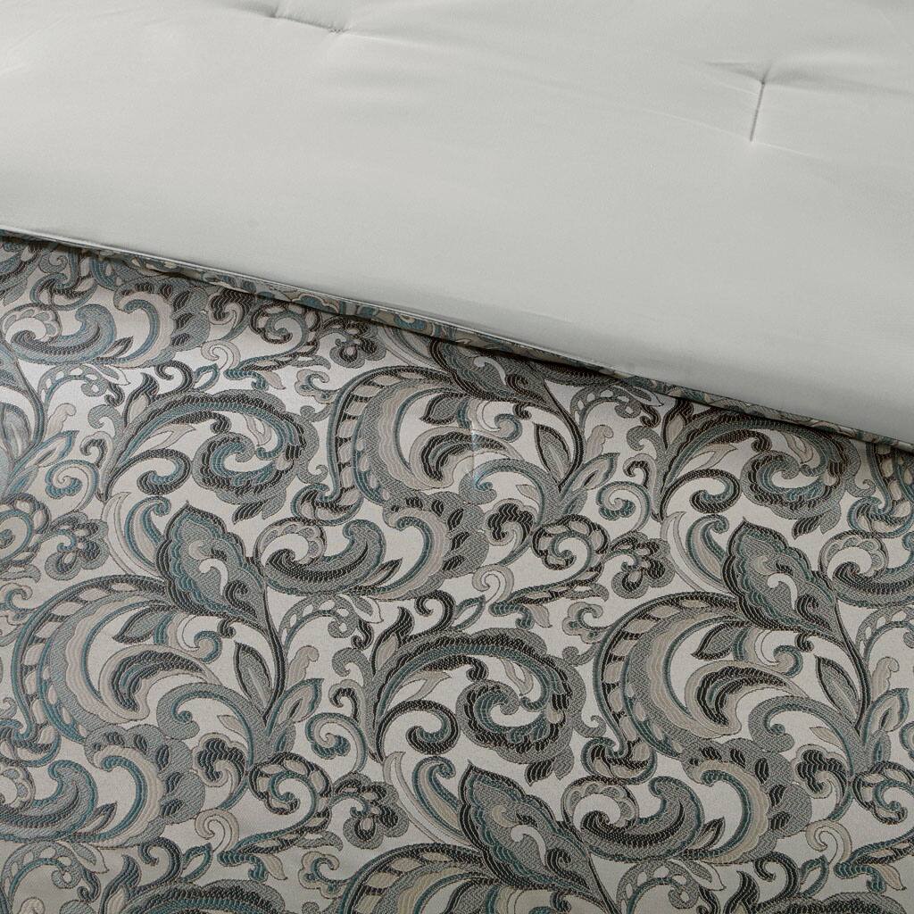 Alt View 5. Gracie Mills - Gracie Mills Pruitt 24-Piece Jacquard Paisley Room-in-a-Bag Set - Teal.