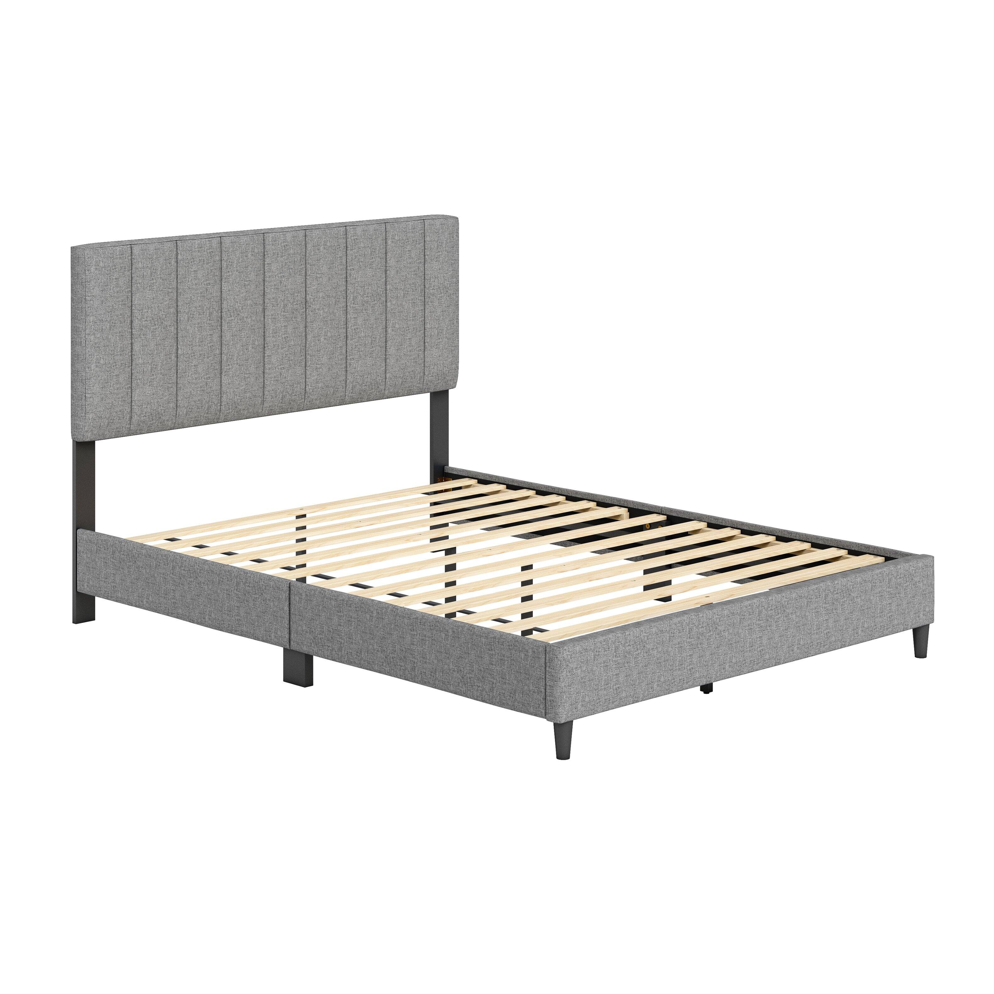 Alt View 1. Boyd Sleep - Leah Upholstered Platform Bed Frame, 13 Slat Support, No Box Spring Required, Queen - Gray.