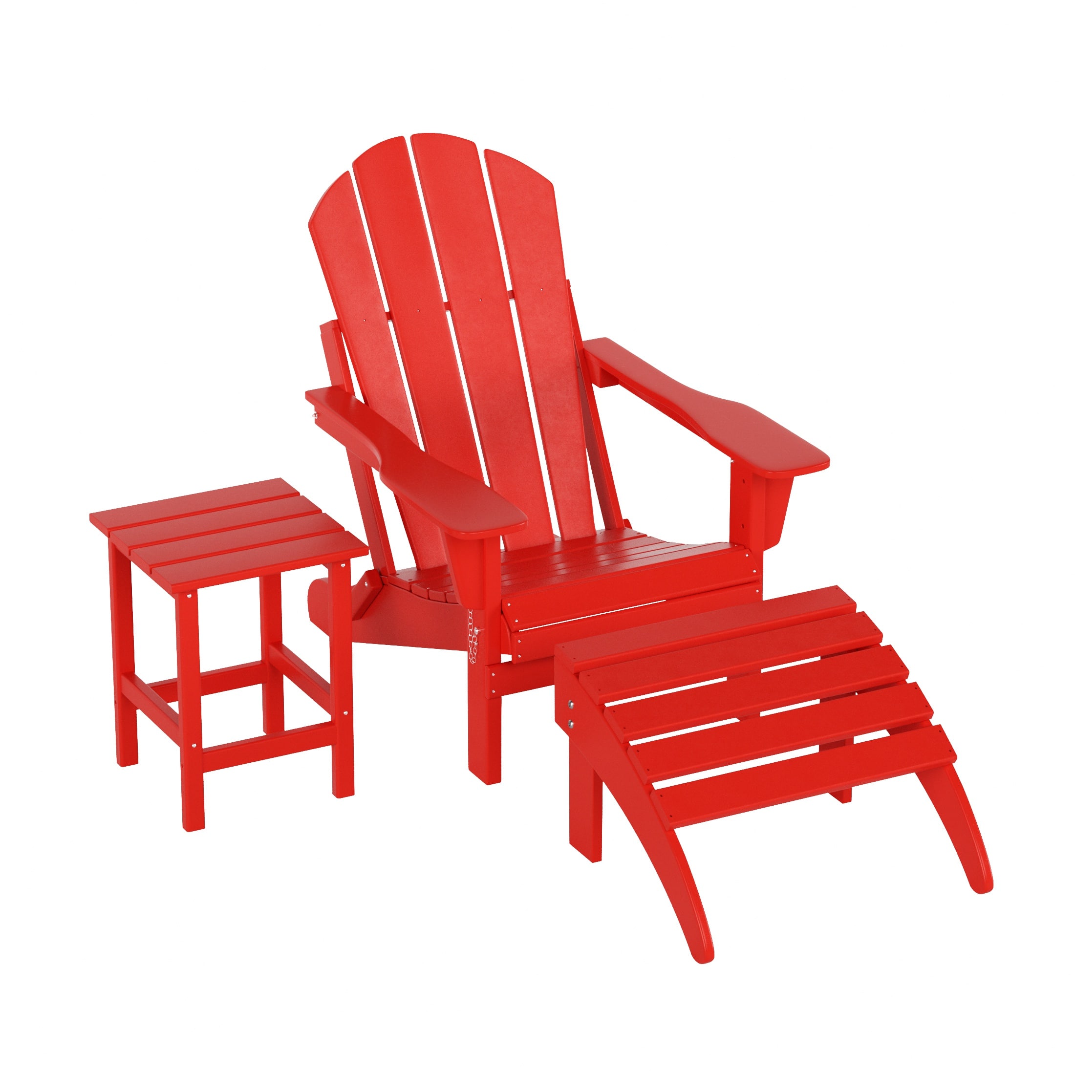 WestinTrends - Malibu 3-Piece set classic Adirondack chair with ottoman and a small coffee table (1 seater) - Red price history on PriceWatchPro