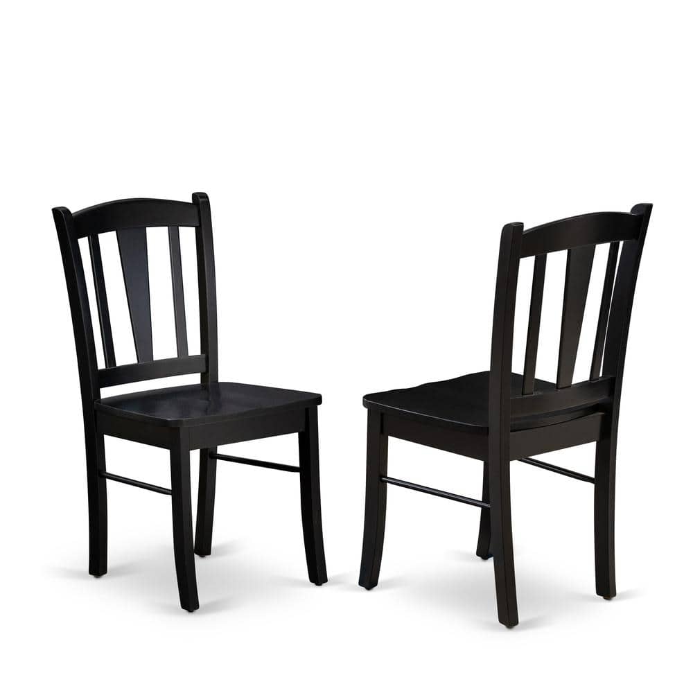 East West Furniture - Dublin Chair with Wood Seat Finish - Set of 2 - Black