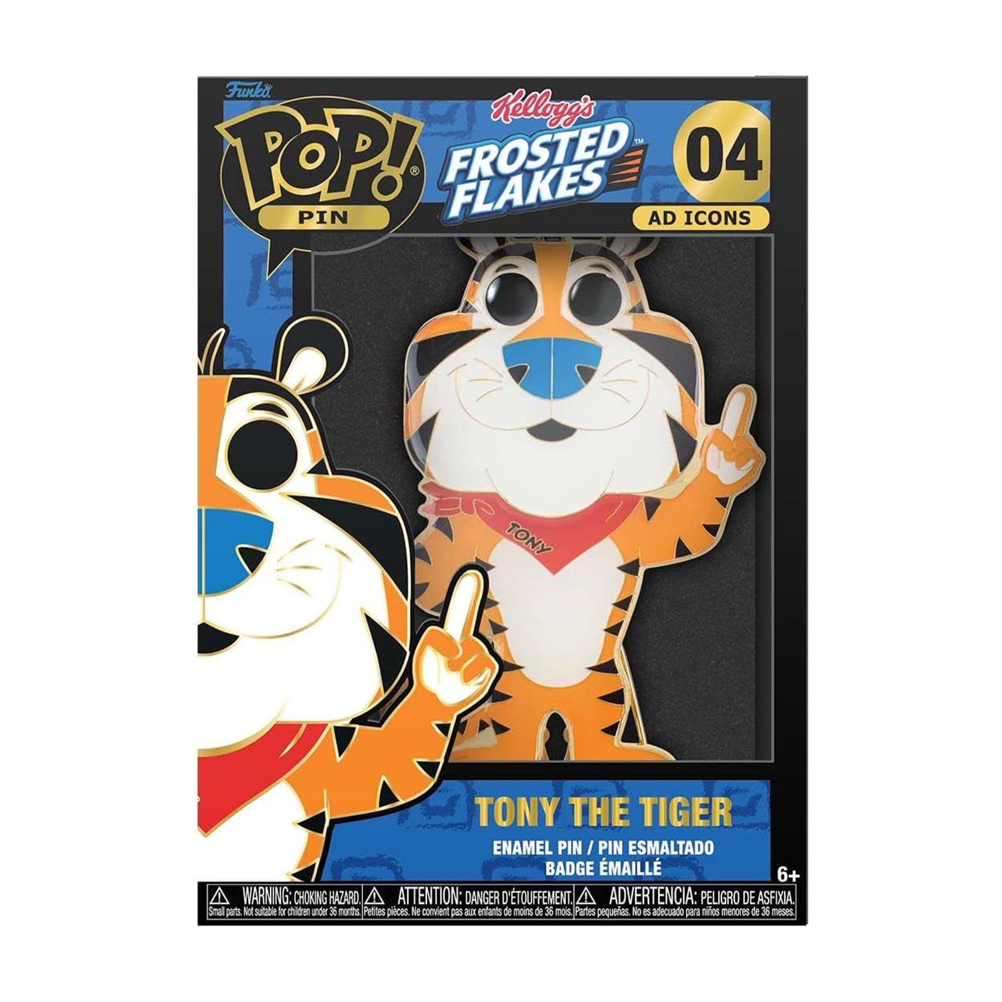 Funko Kellogg's TM POP! FROSTED FLAKES AD ICONS TONY THE TIGER ENAMEL PIN / PIN ESMALTADO BADGE EMAILLÉ  
WARNING: CHOKING HAZARD - ATTENTION: DANGER D'ÉTOUFFEMENT - ADVERTENCIA: PELIGRO DE ASFIXIA  
Small part. Not suitable for children under 36 months. Petites pièces. Ne convient pas aux enfants de moins de 36 mois.  
6+