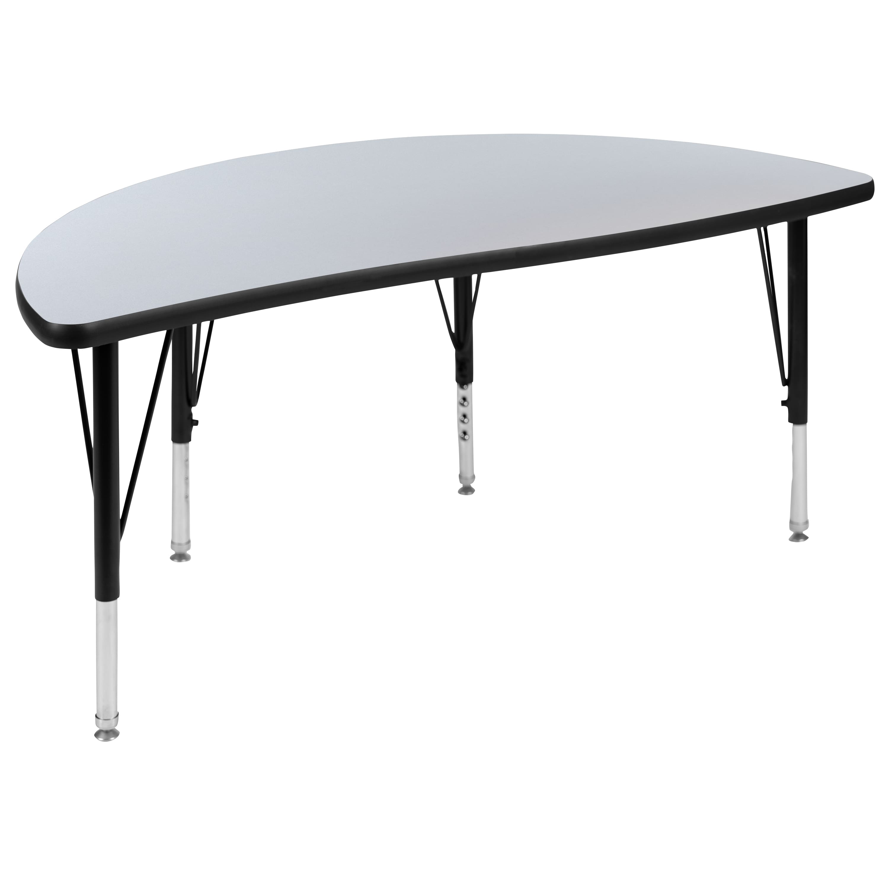 "Flash Furniture - Wren 47.5"" Half Circle Wave Flexible Collaborative Grey Thermal Laminate Activity Table - Height Adjustable Short Legs - Gray" price history on PriceWatchPro