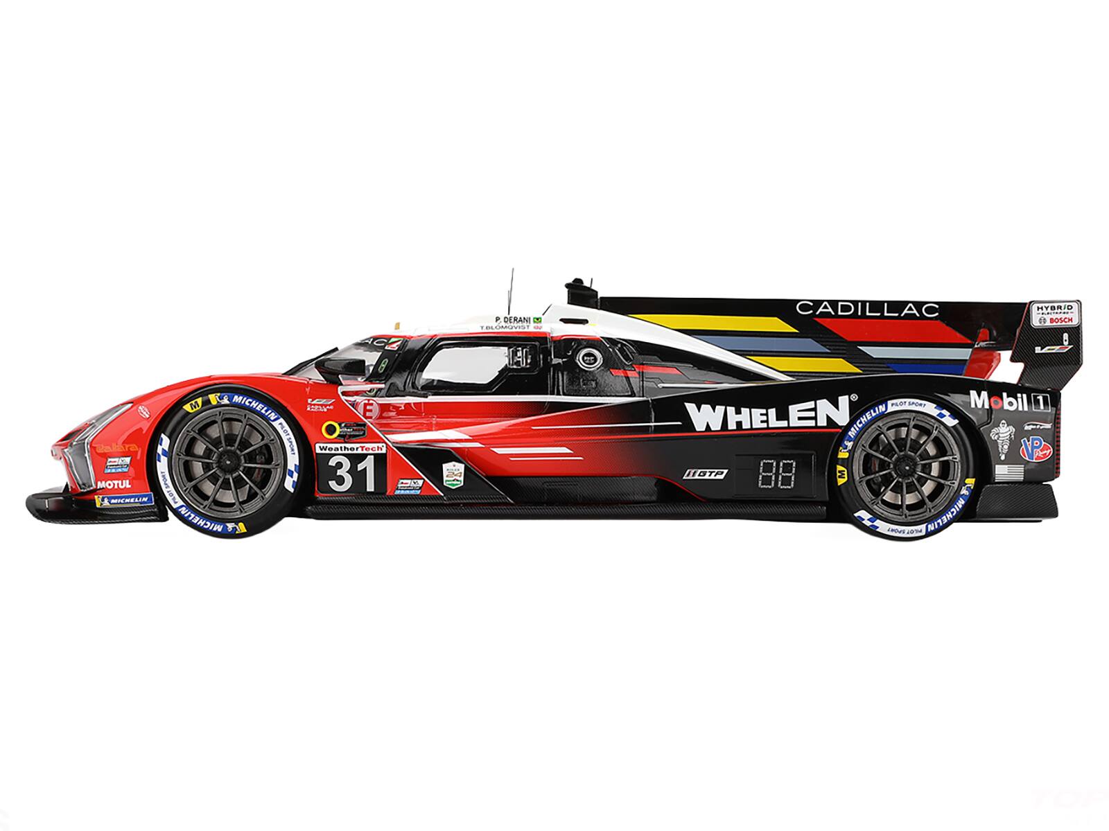 - P. DERANI
- CADILLAC HYBRID
- BOSCH
- MICHELIN
- POTSPOAS
- WeatherTech
- MOTUL
- WHELEN
- Mobil 1
- SPORF
- VP
- 88
- MICHELIN
- 31
- WeatherTech
- MOTUL
- MICHELIN