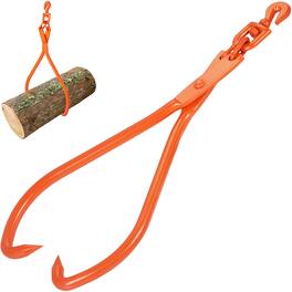 VEVOR - Log Skidding Tongs, 32 inch 2 Claw Log Lifting Tongs, Heavy Duty Rotating Steel Lumber Skidding Tongs - Orange