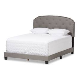 Baxton Studio - Lexi Modern and Contemporary Fabric Upholstered Queen Size Bed - Light Gray