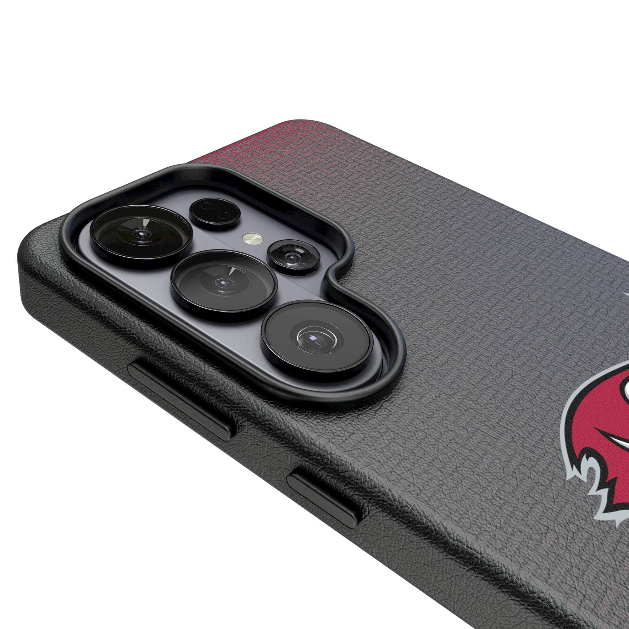 Alt View 2. Keyscaper - Tampa Bay Buccaneers Linen Galaxy Magnetic Bump Case - S24 Ultra - Black.