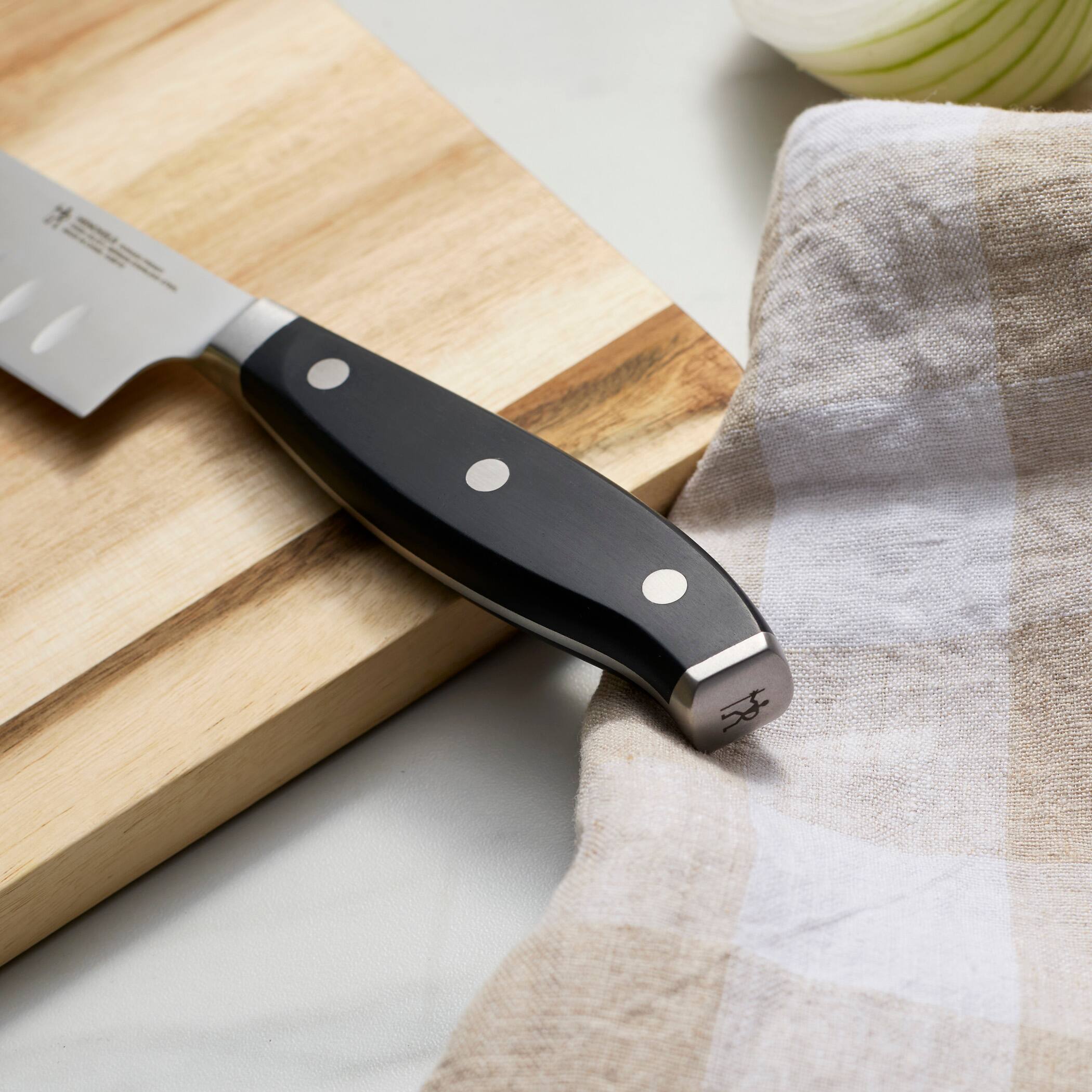 Alt View 5. Henckels - Henckels Forged Premio 5-inch Hollow Edge Santoku Knife - Stainless Steel.