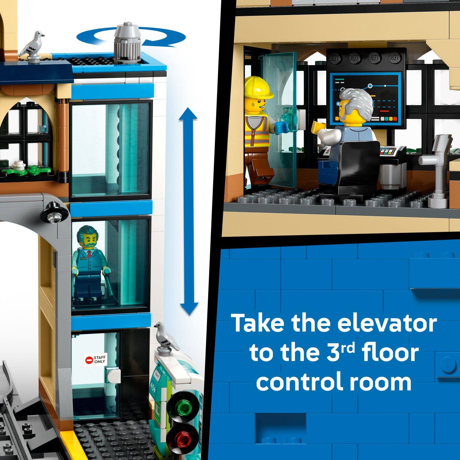 Take the elevator to the 3rd floor control room, ETA E 201 897 STAFF ONLY