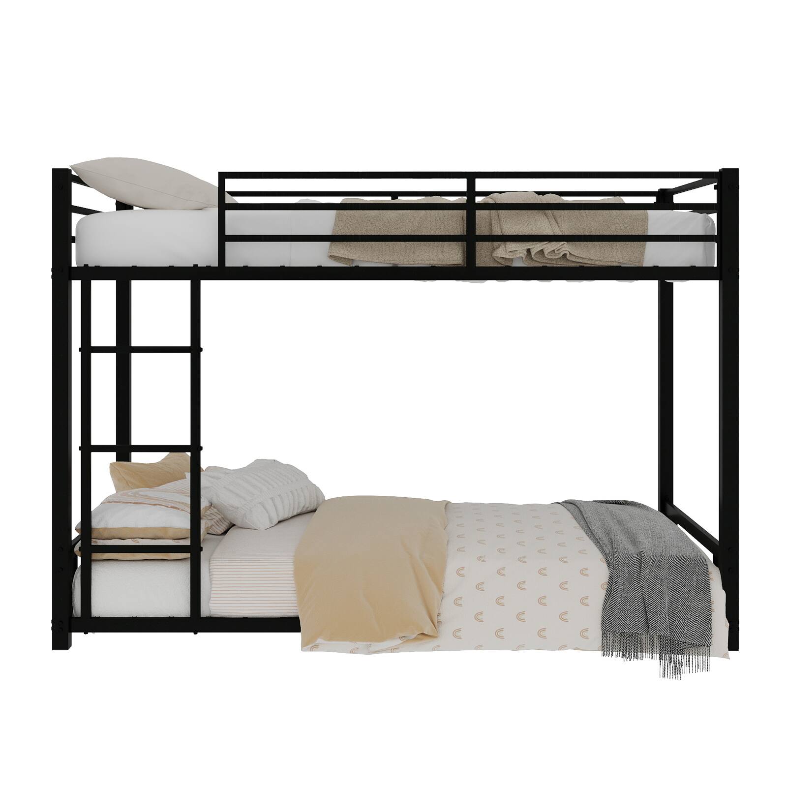 Alt View 6. Loheer - Loheer Metal Twin Over Twin Bunk Bed Heavy Duty Sturdy Frame Noise Free Black - Black.