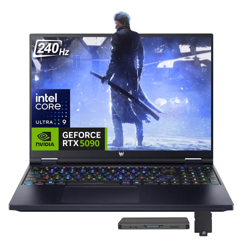Acer - Predator Helios 16 16" WQXGA Gaming Laptop,Ultra 9-275HX,Geforce RTX 5090,32GB RAM,1TB SSD+1TB Dock Set,Win11 - Black