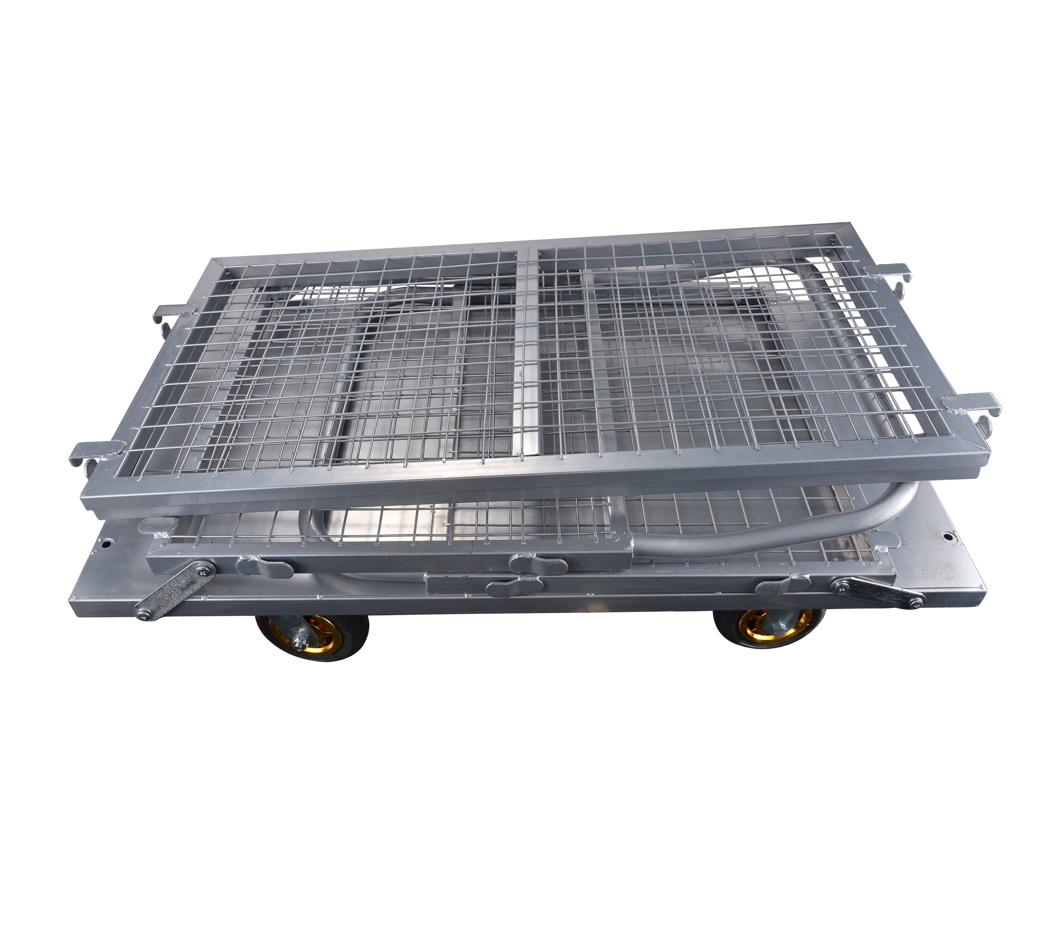 Left. LOVMOR - 6-in-1 Platform Truck with Cage, Foldable Push Cart with Swivel Wheels, 1800-Lb Capacity - Silver grey.