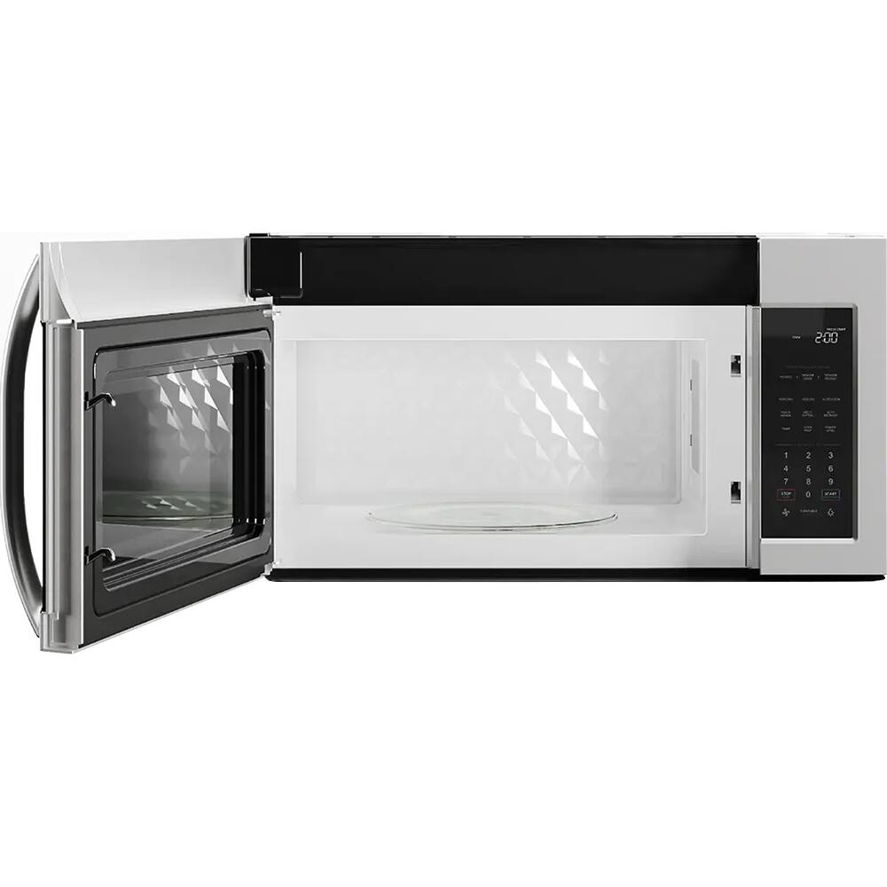 Angle. Midea - 1.9 CuFt 1000 Wattage Over-the-Range Microwave in Stainless Steel - Stainless Steel.
