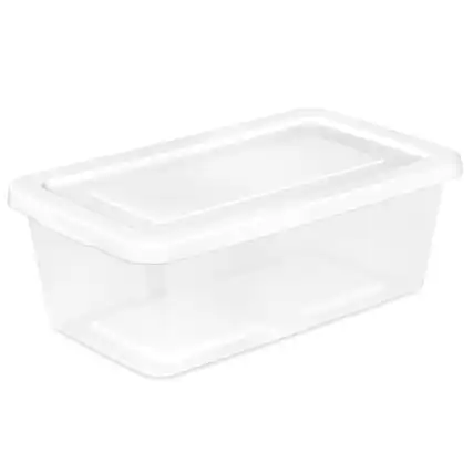 Front. Sterilite - Sterilite 6 Qt Storage Box, Stackable Plastic Container, Home Organizer, 24 Pack - White.