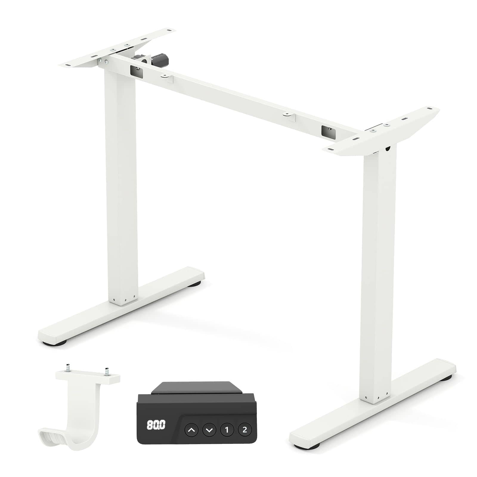 Ecooso - Electric Standing Desk Frame, Height Adjustable Base with LED Display, Computer Desk Stand - White
