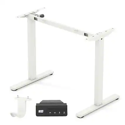 Front. Ecooso - Electric Standing Desk Frame, Height Adjustable Base with LED Display, Computer Desk Stand - White.