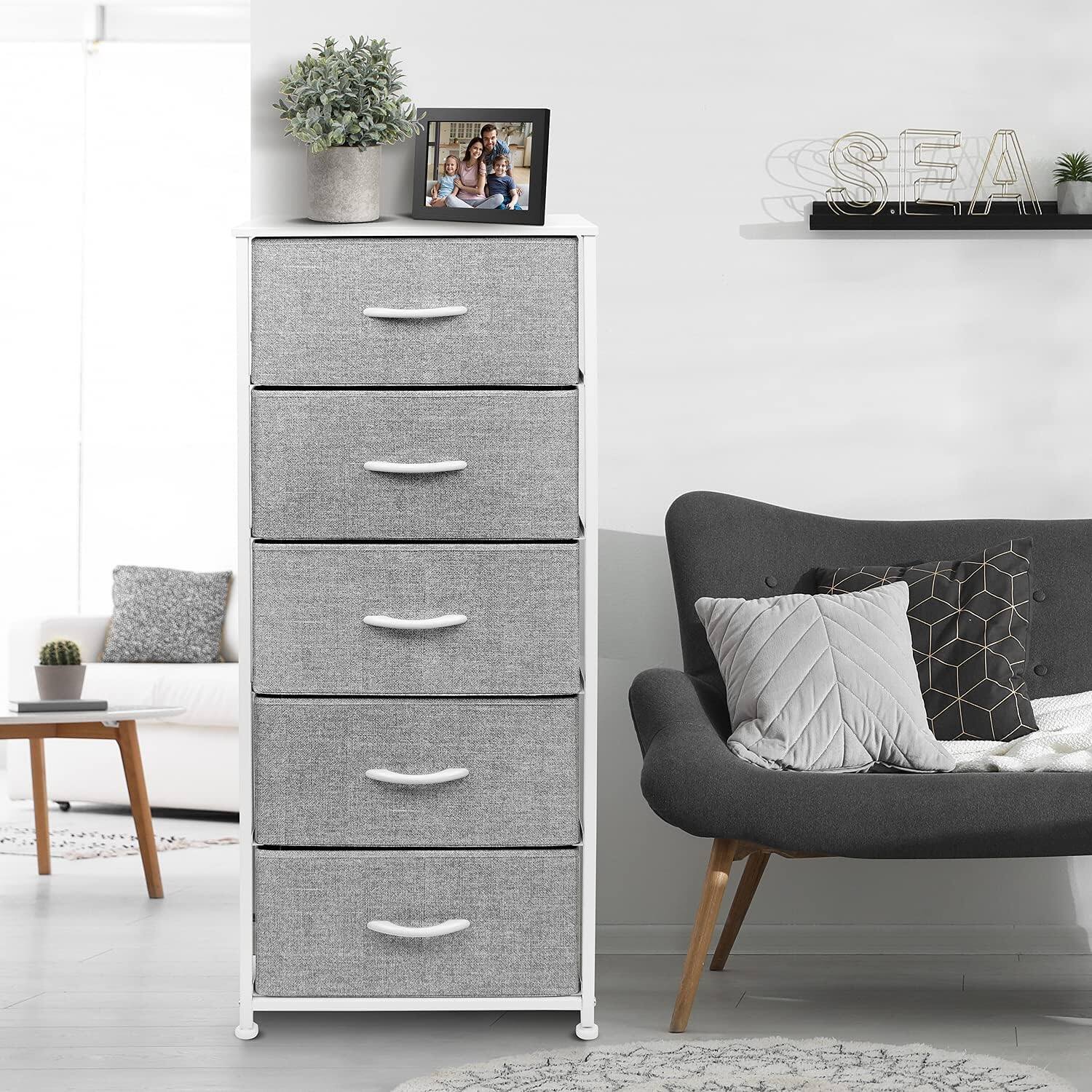 Alt View 1. Sorbus - Sorbus Nightstand with 5 Drawers, Tall Storage Dresser Tower Organizer for Bedroom, Hallway, Closet, College Dorm - White.