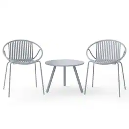 Boyel Living - All Weather PP Patio Conversation Set with Round Coffee table and 2 Chairs 30.5-in L x 25.5-in W x 23-in H - Gray