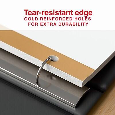 Tear-resistant edge  
GOLD REINFORCED HOLES FOR EXTRA DURABILITY