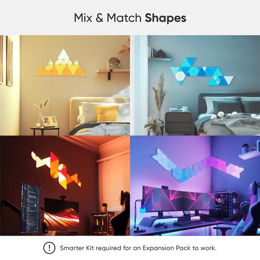 Nanoleaf Shapes Triangles Smarter Kit (7 Panels) Multicolor NL47-7003TW ...