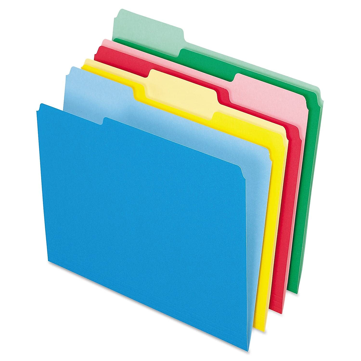 Left. Tops Business Forms - Colored File Folders, 1/3-Cut Tabs: Assorted, Letter Size, Assorted Colors, 24/Pack.