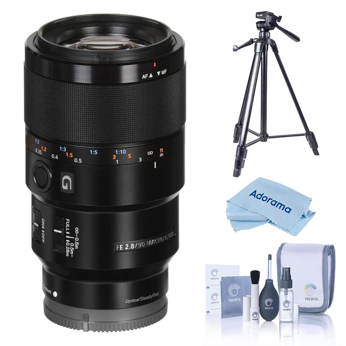 Bundle - Sony - FE 90mm f/2.8 Macro G OSS Lens, with Slik U8800L 3-Section Aluminum Tripod with Hybrid 3-Way Pan Head, price history on PriceWatchPro