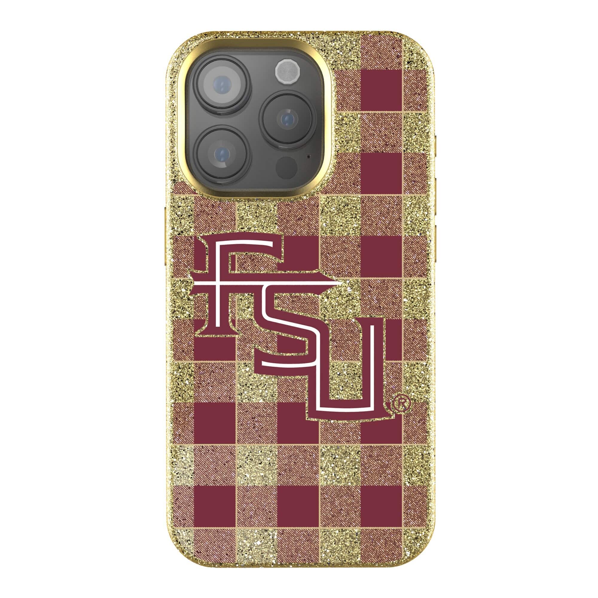 Keyscaper - NCAA - Florida State Seminoles Plaid Bling iPhone Case - 14 - Gold