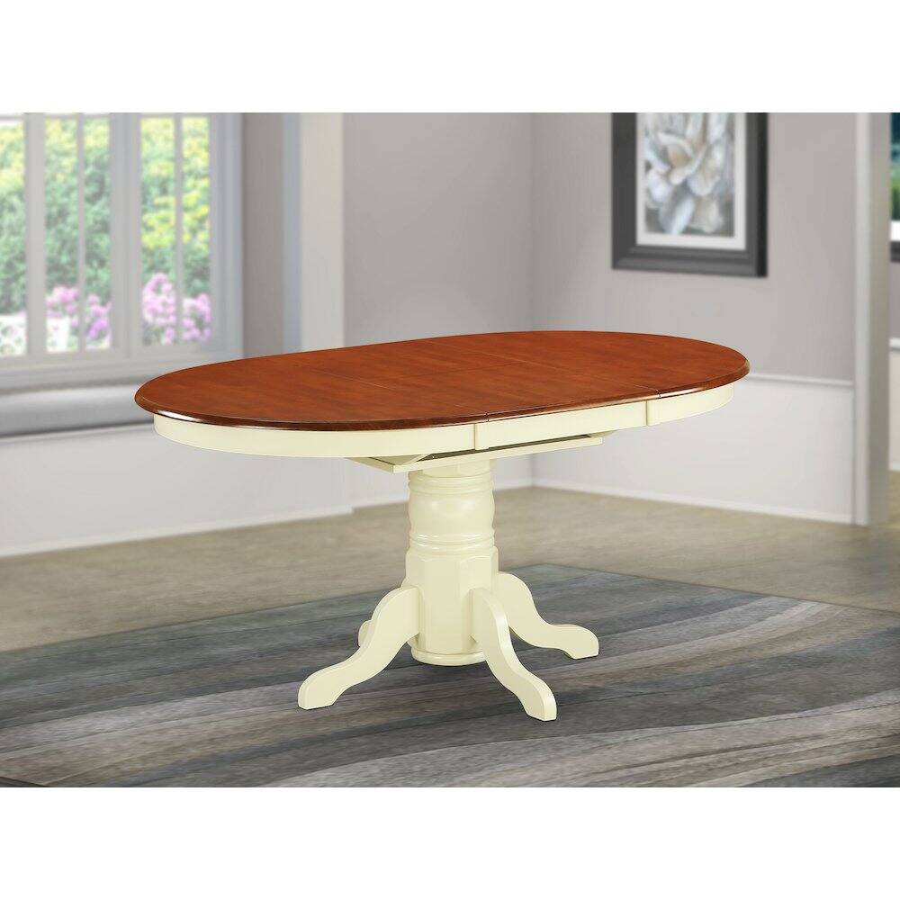 Back. East West Furniture - AVPL5-WHI-C 5 Pc dinette set - Dinette Table and 4 dinette Chairs - Buttermilk & Cherry.