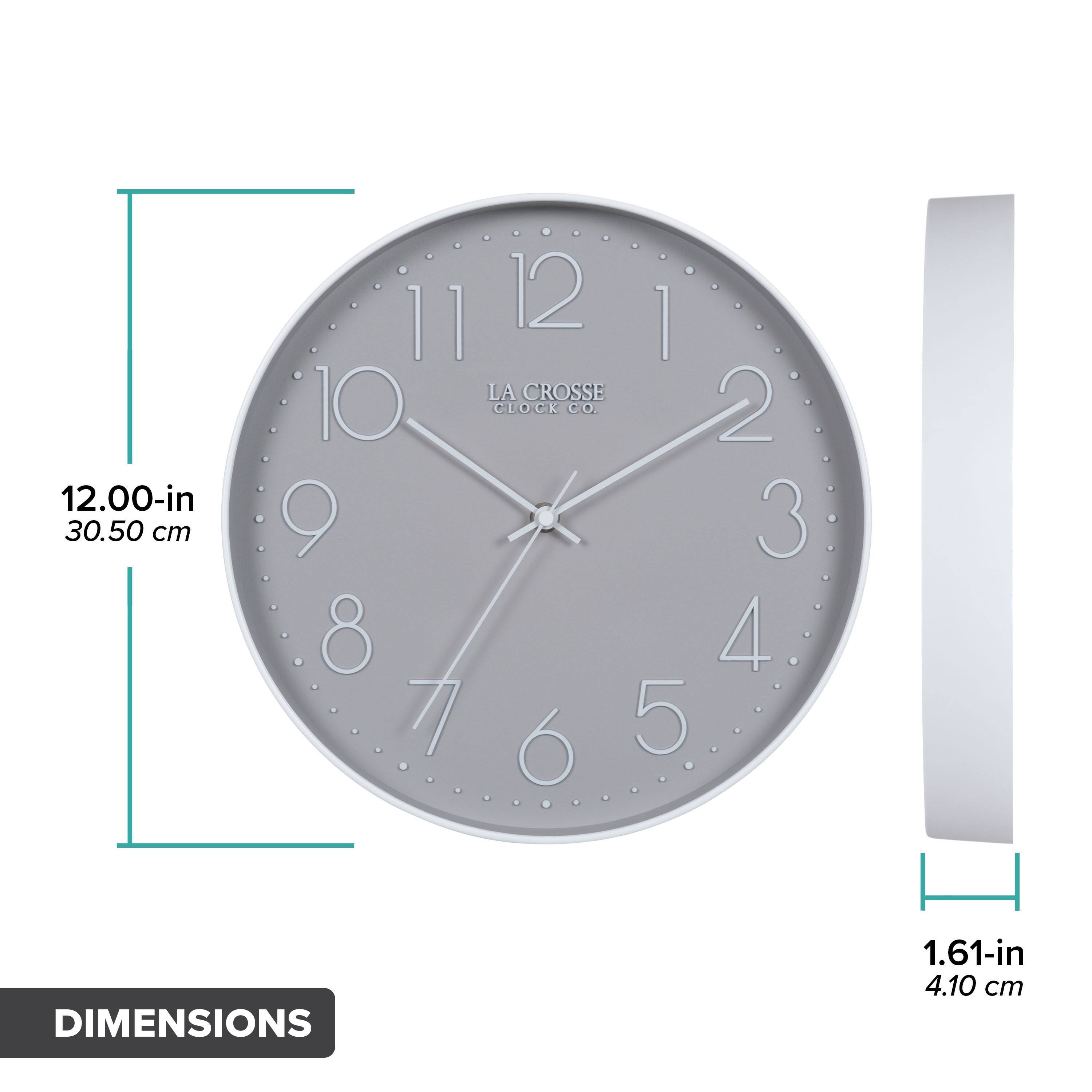 12.00-in  
30.50 cm  
11 12  
I LA CROSSE CLOCK Co.  
2 9 X 3 8 4 7 6 5  
DIMENSIONS  
1.61-in  
4.10 cm