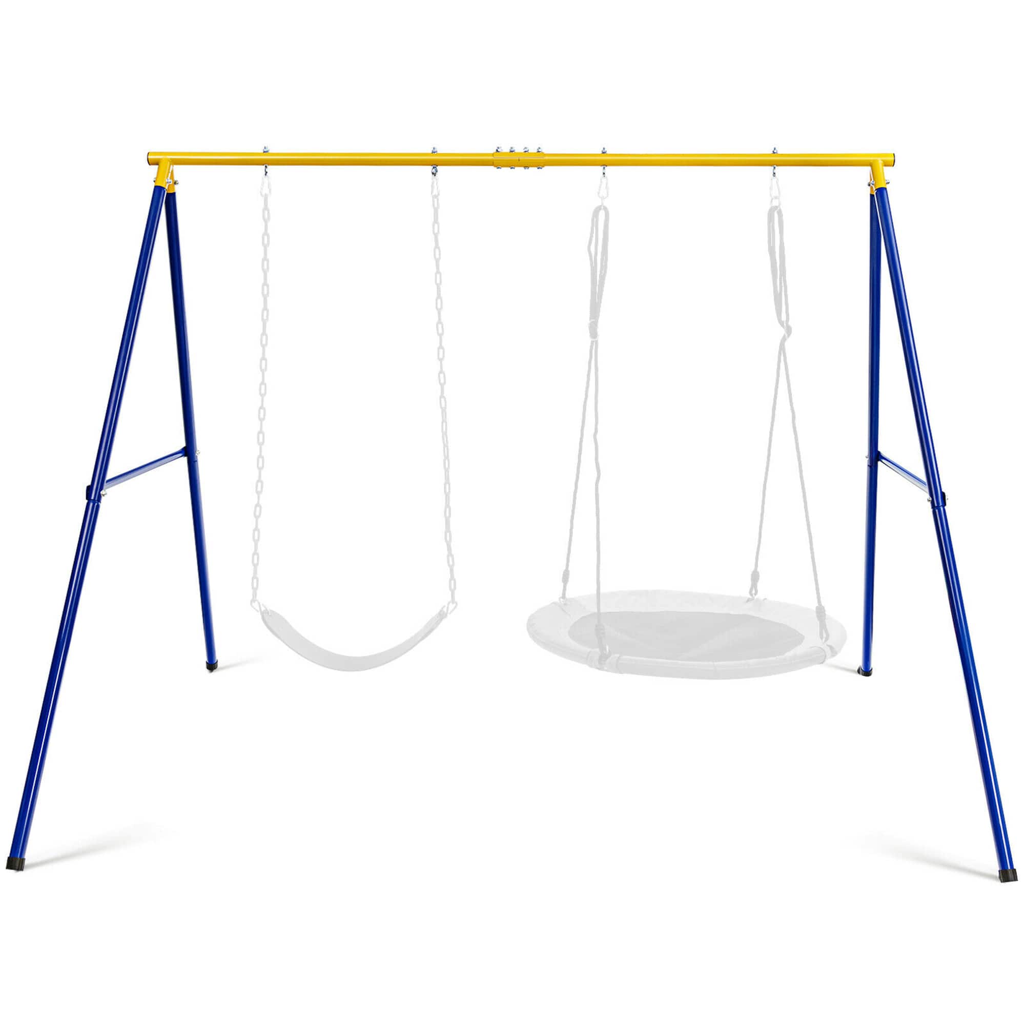 Front. Costway - Costway 660 LBS Heavy-Duty Metal Swing Frame Extra Large Swing Stand for Kids and Adults - Blue,Yellow.
