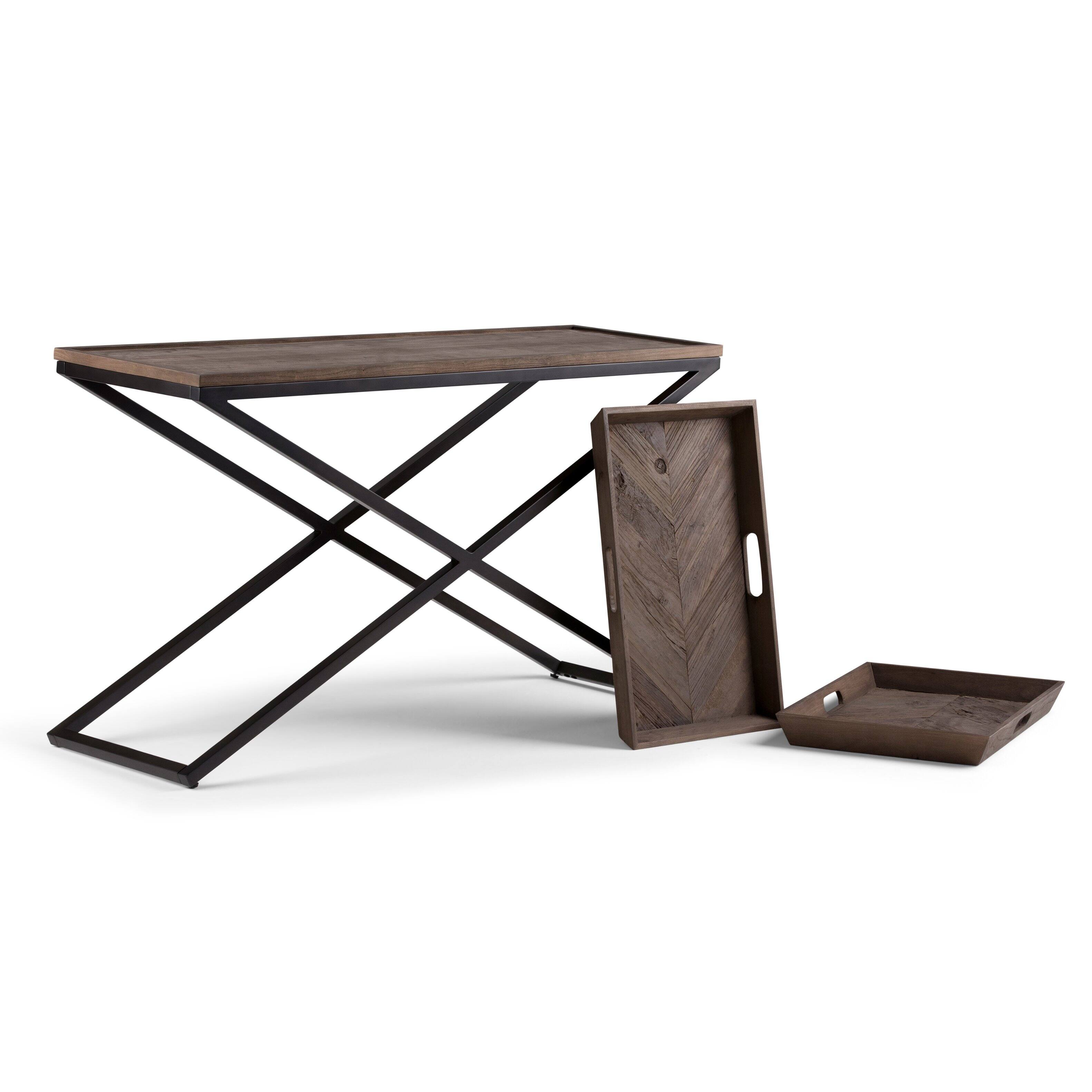 Back. Simpli Home - Damien SOLID AGED ELM WOOD and Metal 50 inch Wide Modern Industrial Console Table in Distressed Natural Elm - Distressed Natural Elm.