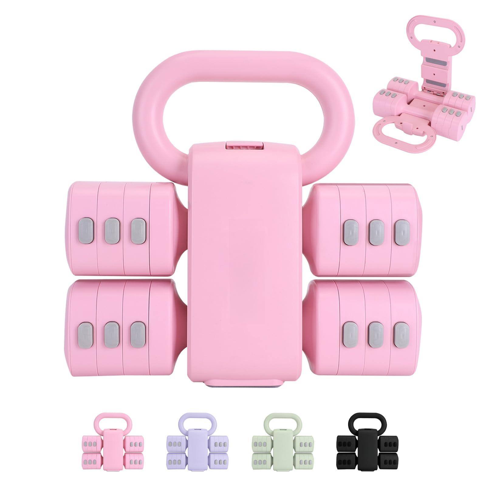 Angle. Refined Abode Design - Adjustable Dumbbell Set Of 2 1 Free Weights Dumbbells For Women With Fast Adjustment Each Hand Home Gym - Pink.