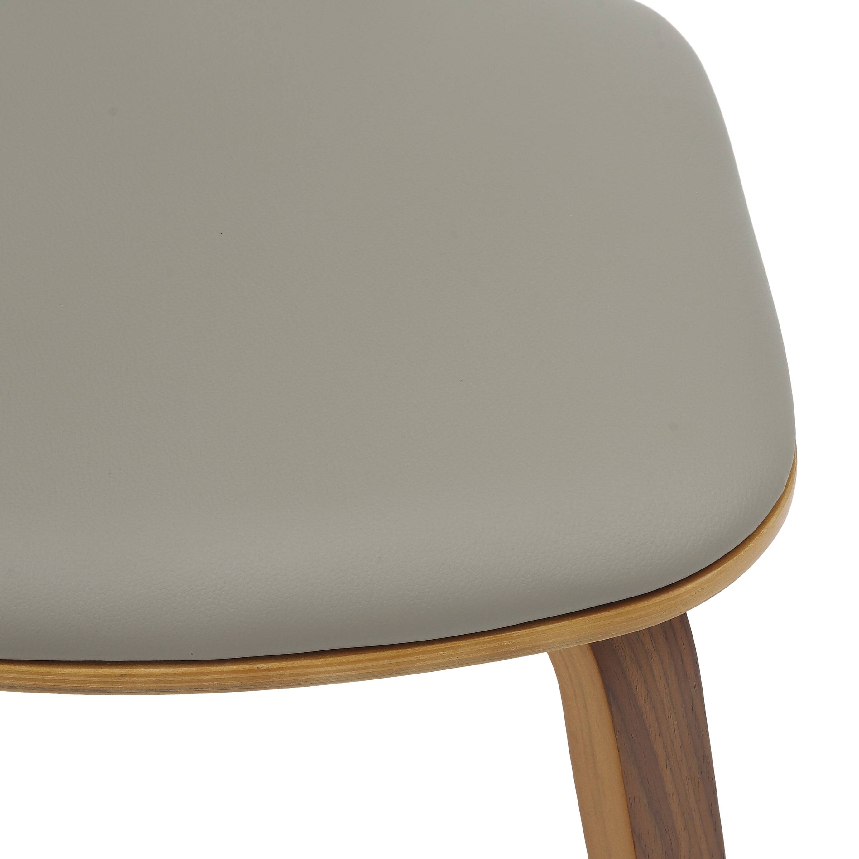Alt View 3. LeisureMod - Clivo 4-PCS Modern Dining Chair - Leather Upholstered Accent Chair with Wood Legs & Floor Protectors - Walnut/Light Grey.