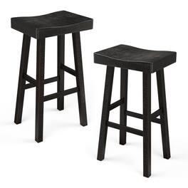 Vaczon - 29" Solid Wood Bar Stools, Set of 2, Finish with Comfortable Contour Seats for Kitchen or Bar - Black