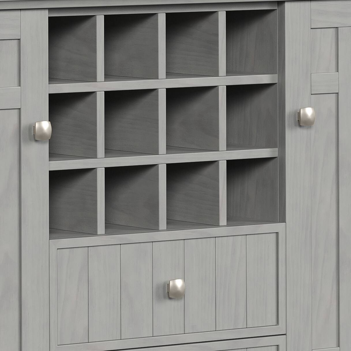 Alt View 11. Simpli Home - Bedford SOLID WOOD 54 inch Wide Transitional Sideboard Buffet and Wine Rack in Fog Grey - Fog Grey.