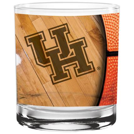 Front. Indigo Falls - Houston Cougars 14oz. Basketball Glass - Multicolor.