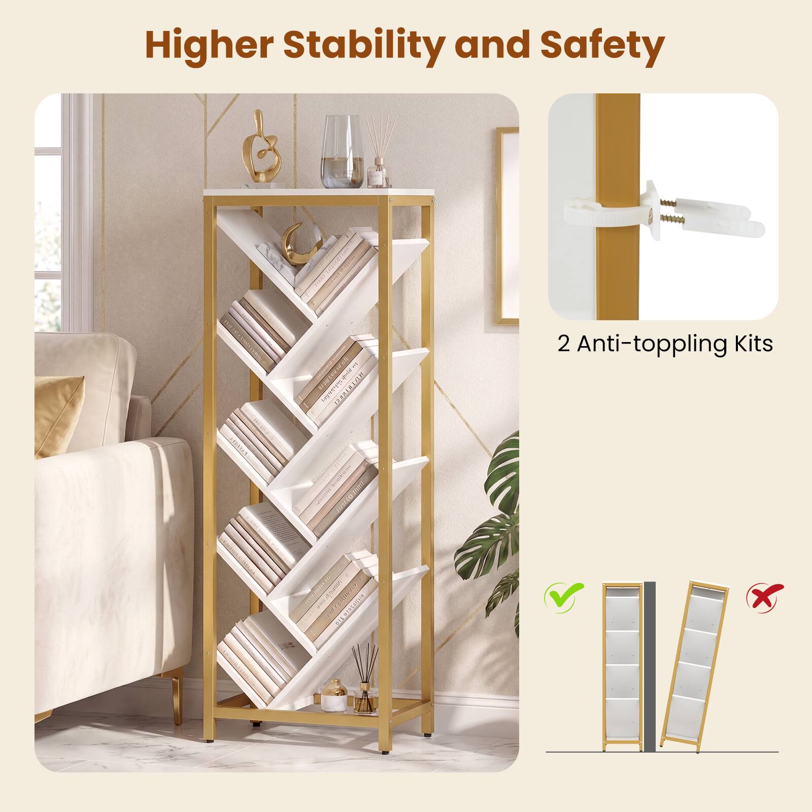 Higher Stability and Safety  
2 Anti-toppling Kits