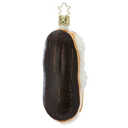 Front. Inge Glas - Inge Glas Eclair Pastry German Glass Christmas Tree Ornament FREE BOX - Black.