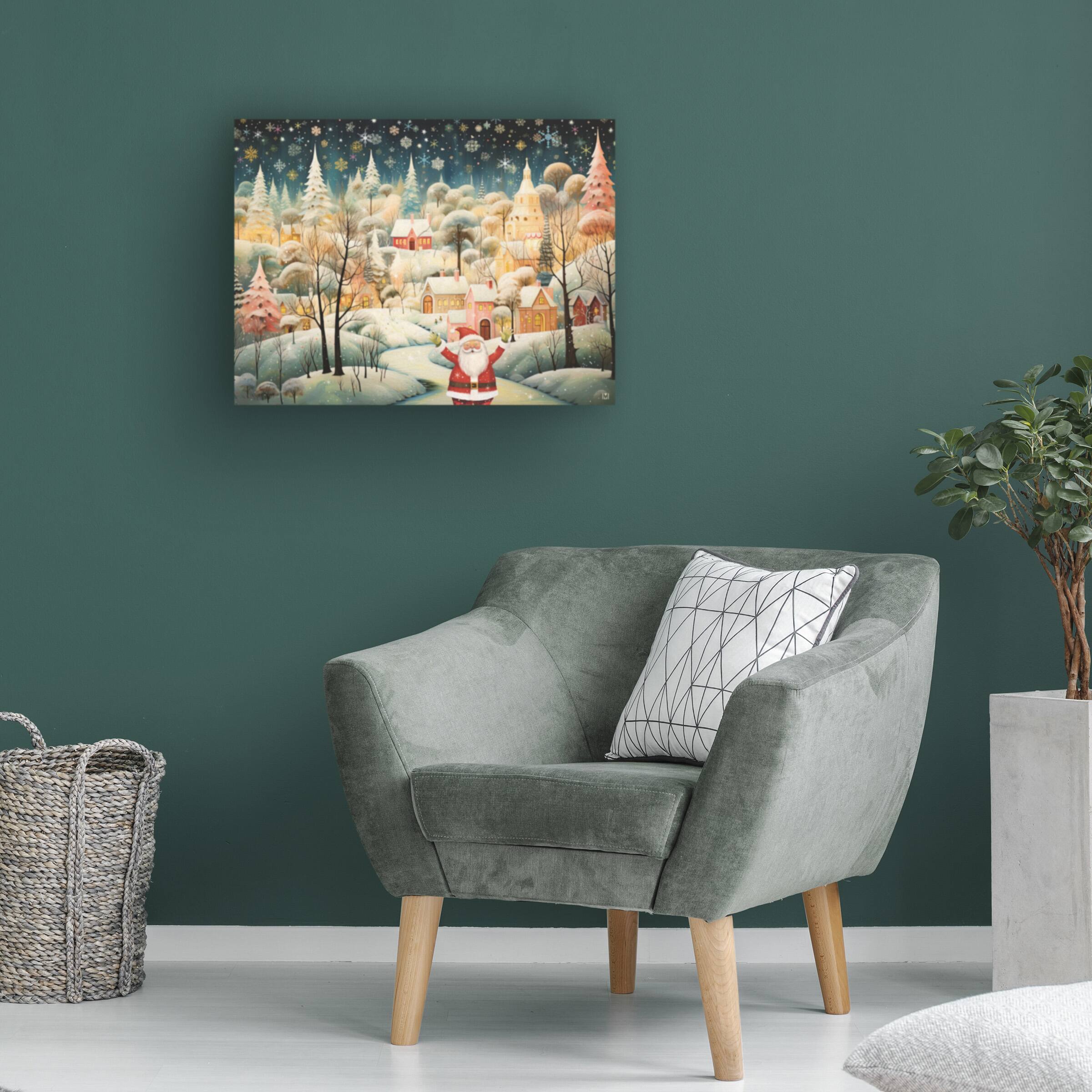 Left. Trademark Fine Art - Michael David Ward Santa Greetings Canvas Art - 18x24 - Multicolor.