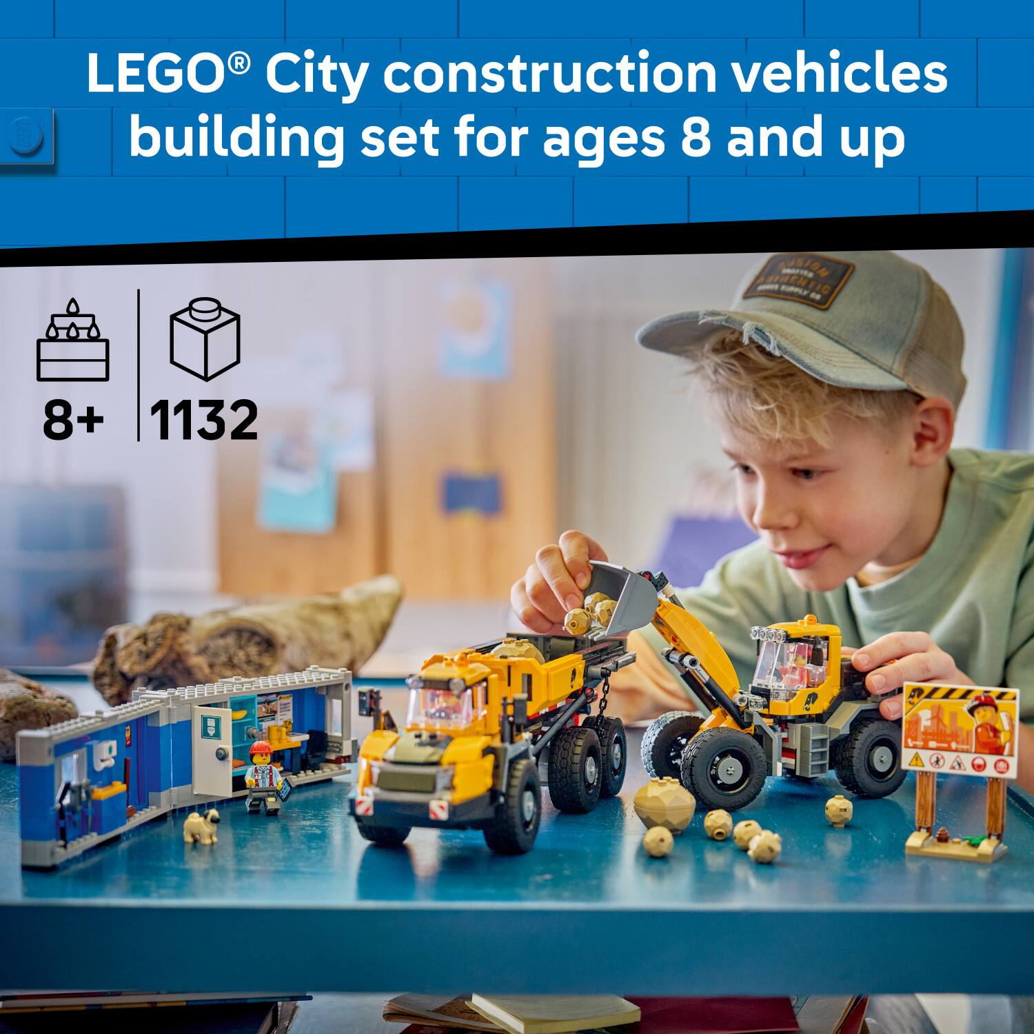 LEGO® City construction vehicles building set for ages 8 and up  
8+ 1132