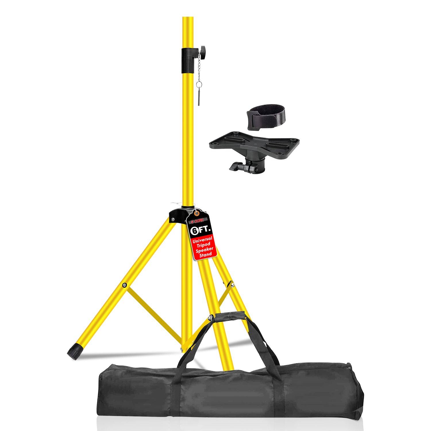 5 CORE - Speaker Stand Height Adjustable Heavy Duty PA DJ Tripod Studio Monitor Stands w 35mm Insert - Yellow