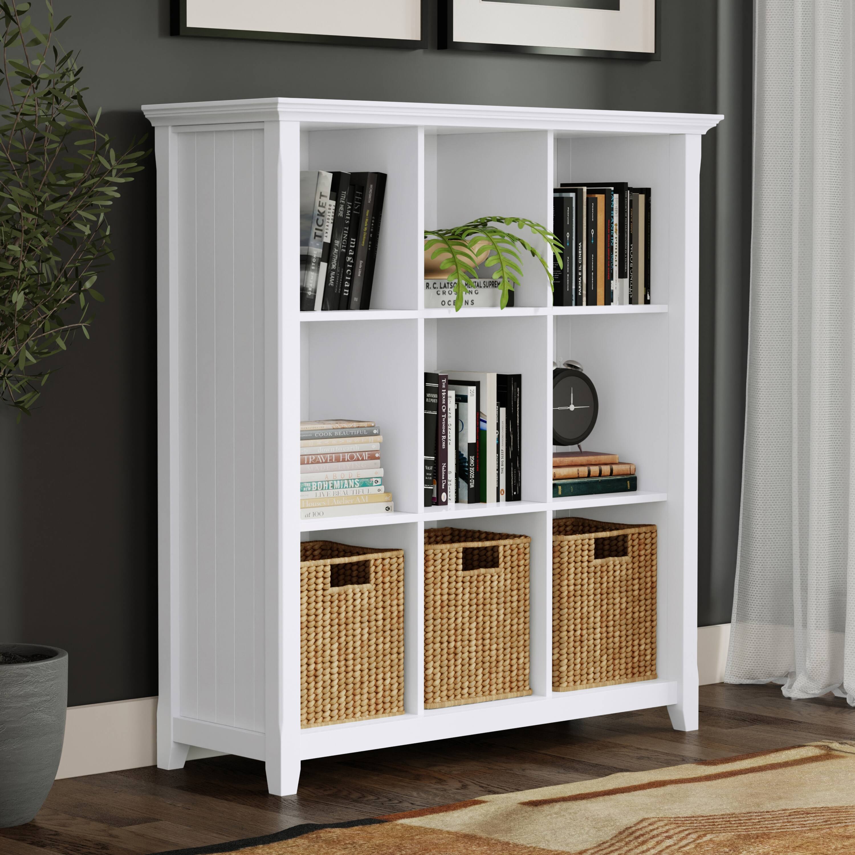 Simpli Home Acadian 48 inch Tall Solid Wood 9 Cube Bookcase and