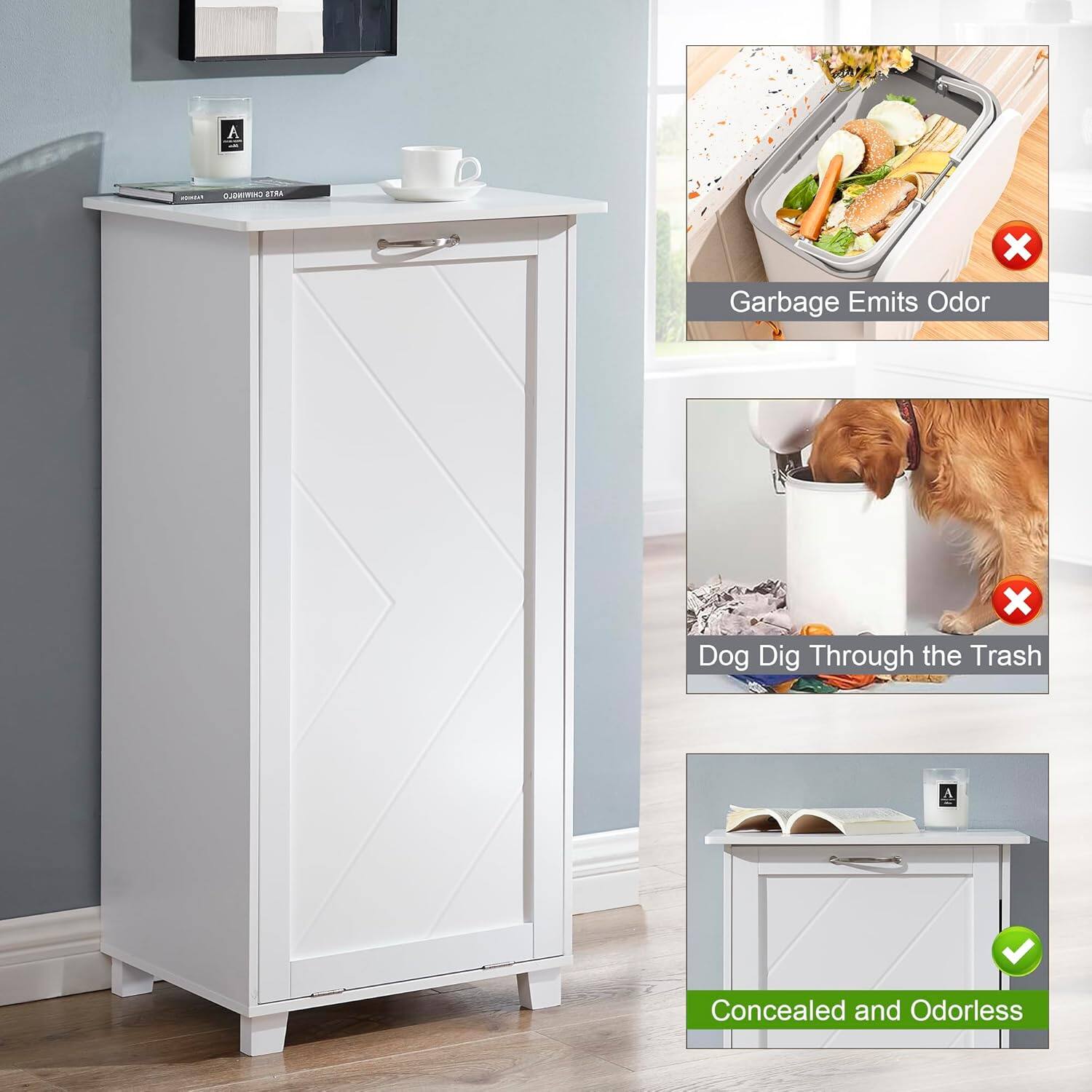 A CHIWINGLO D1ke  
- Garbage Emits Odor  
- Dog Dig Through the Trash  
- Concealed and Odorless