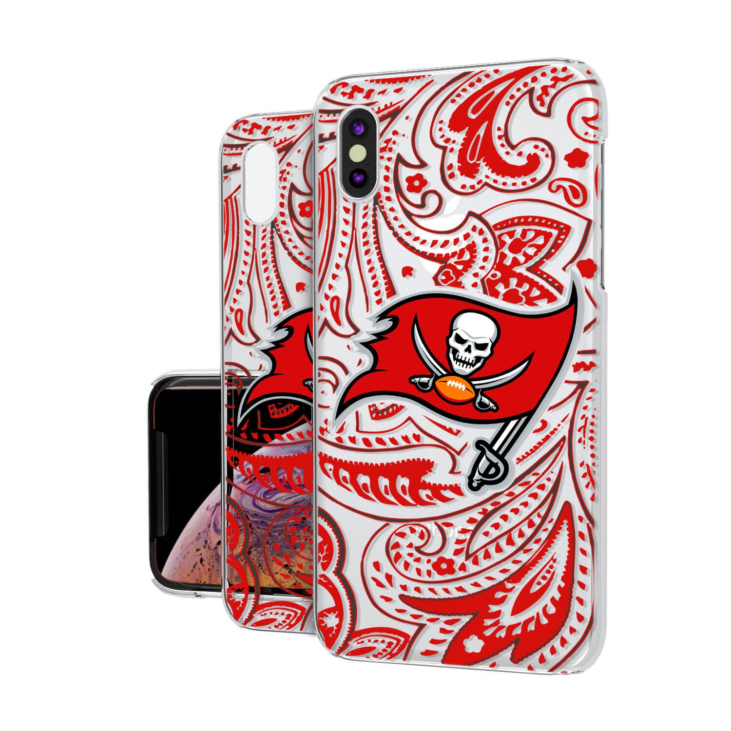 Alt View 1. Keyscaper - Tampa Bay Buccaneers iPhone Clear Paisley Design Case - 16 Pro Max - Multicolor.