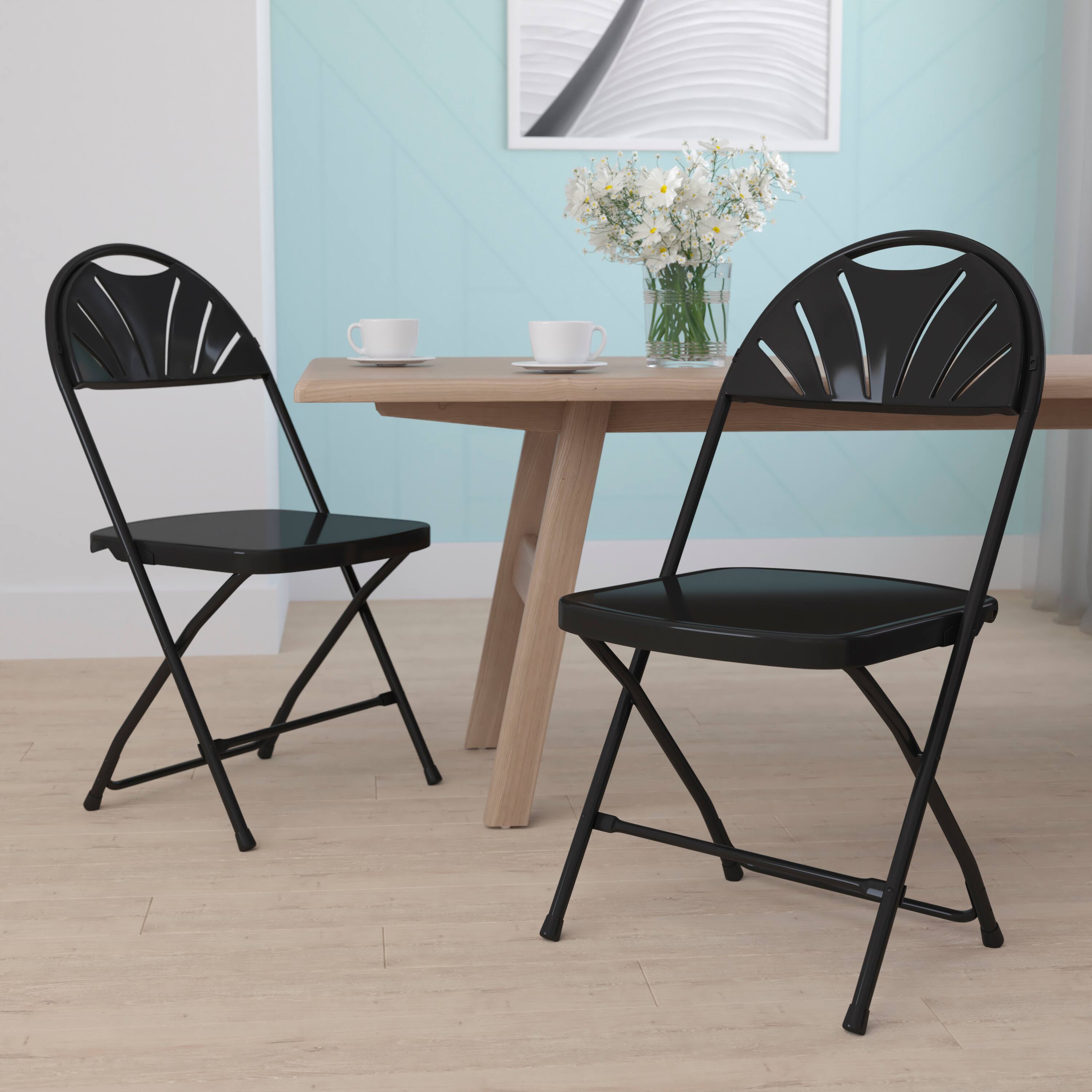 Alt View 2. Emma + Oliver - 2 Pack Wedding Party Event Fan Back Plastic Folding Chair Home Office - Black.