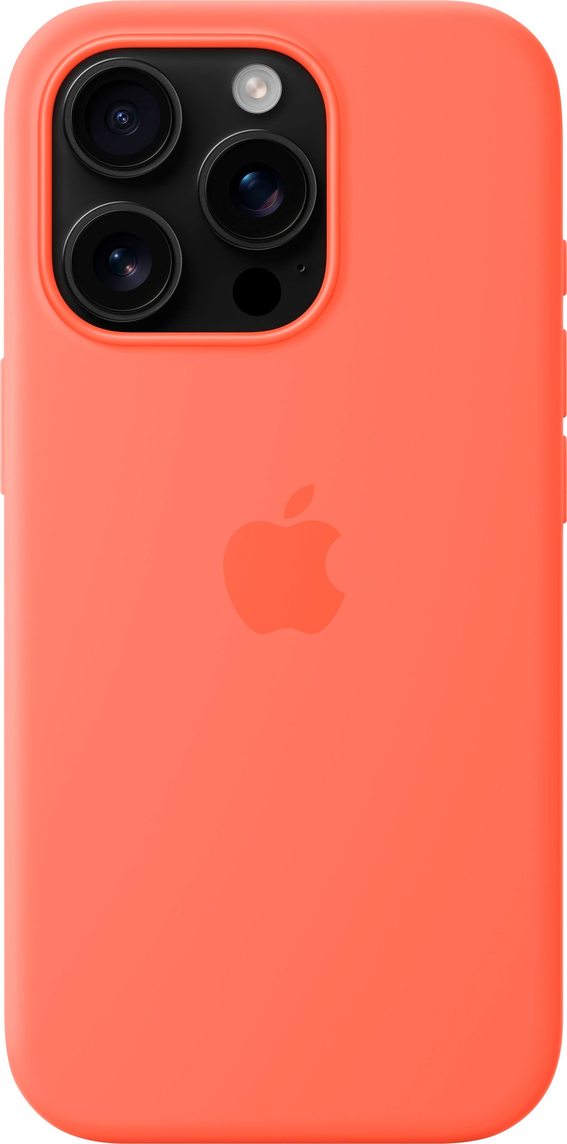 Back. Apple - iPhone 16 Pro Silicone Case with MagSafe - Tangerine.