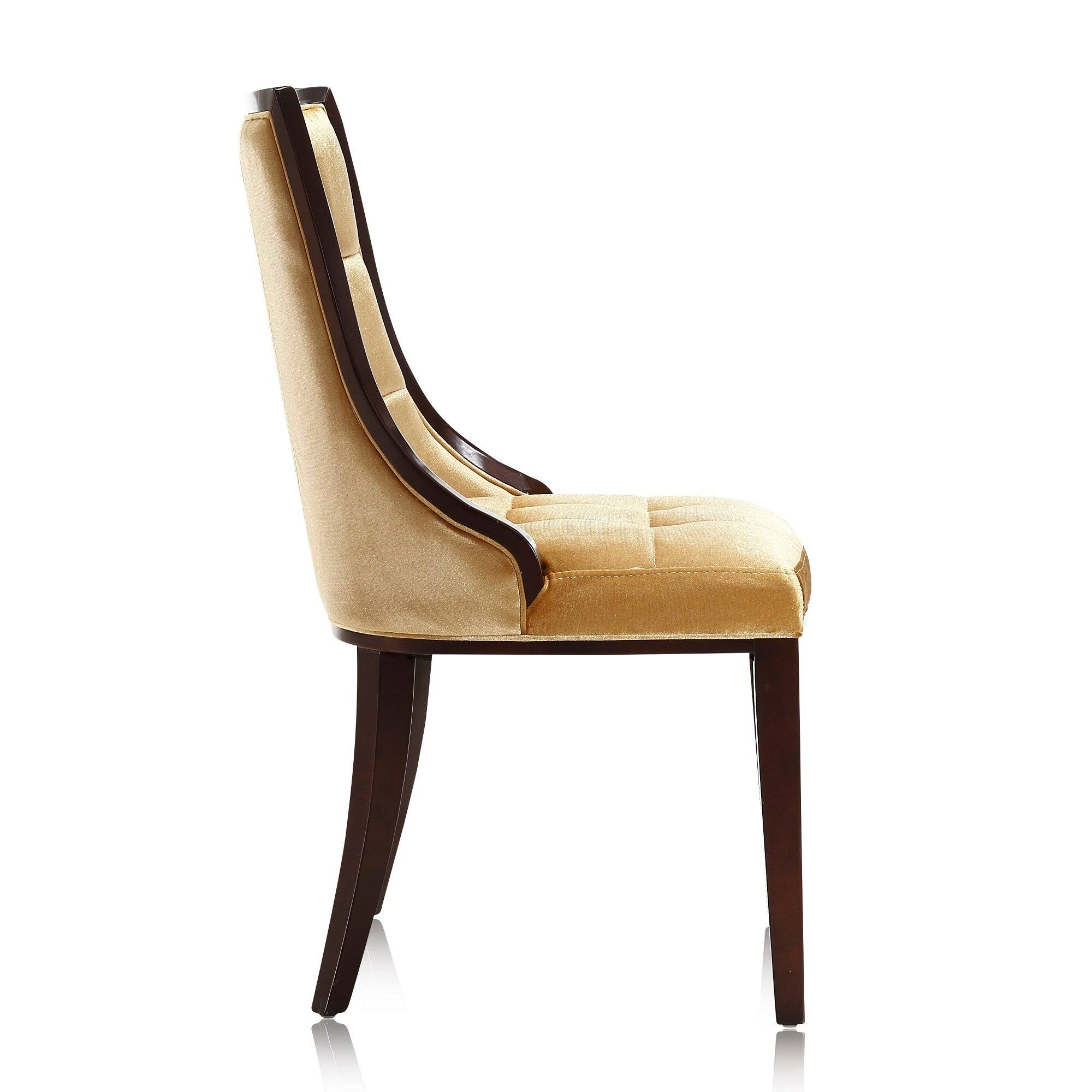 Alt View 2. Manhattan Comfort - Fifth Avenue Traditional Wood Upholstered Dining Chair - Set of 2 - Antique Gold.