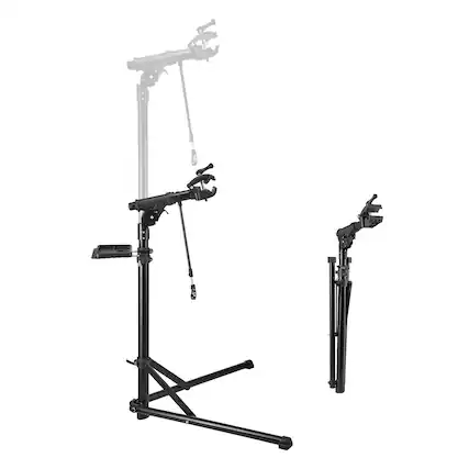 Front. VEVOR - Bike Repair Stand, 85 lb Heavy-duty Bicycle Work Stand with 40.7-64.1 in Adjustable Height & Magnetic Tool Tray - Black.